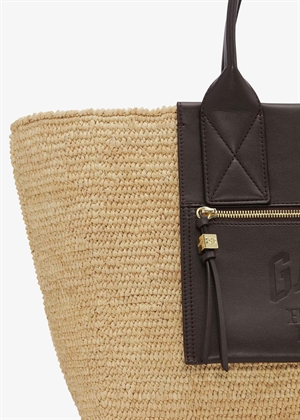 Easy shopper medium raffia Seal Brown A6823 Ganni 