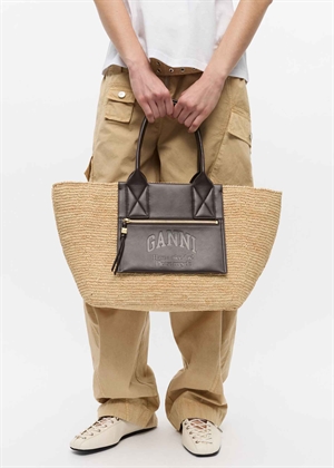 Easy shopper medium raffia Seal Brown A6823 Ganni 