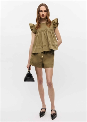 Washed stretch cotton frill sleeve top Boa W0588 Ganni 