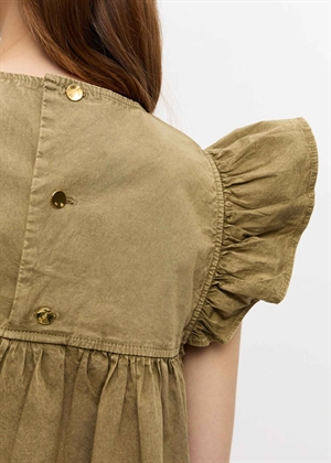 Washed stretch cotton frill sleeve top Boa W0588 Ganni 