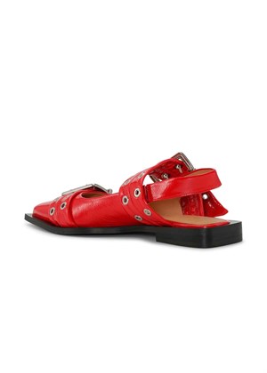 Feminine Buckle Ballerina Racing Red S2843 Ganni 