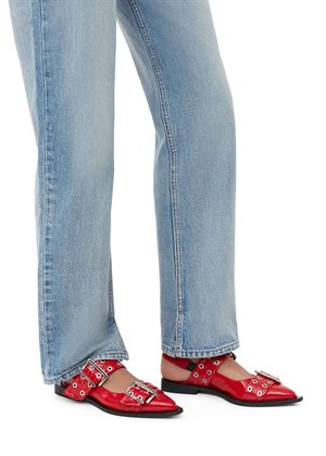 Feminine Buckle Ballerina Racing Red S2843 Ganni 