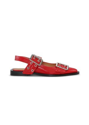 Feminine Buckle Ballerina Racing Red S2843 Ganni 
