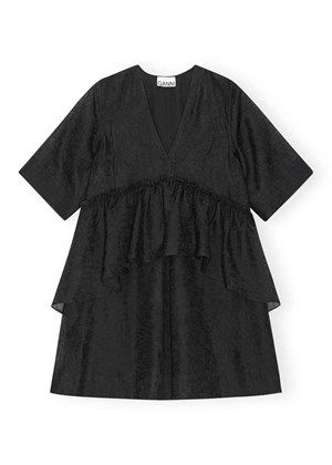 Crinkled Georgette florence mini kjole Black F8613 Ganni 