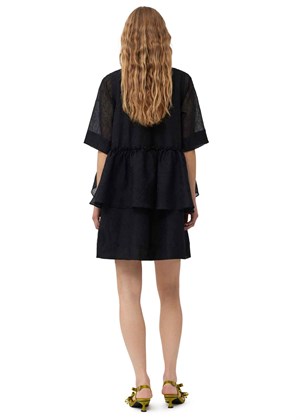 Crinkled Georgette florence mini kjole Black F8613 Ganni 