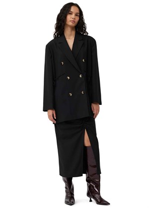 Drapey Melange oversized blazer Black F8677 Ganni 