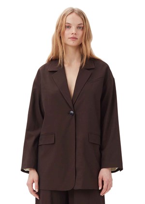 Drapey Melange Dropped shoulder boxy blazer Mole f8931 Ganni 