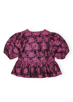 Botanical Jacquard peplum bluse Cone Flower F8946 Ganni 