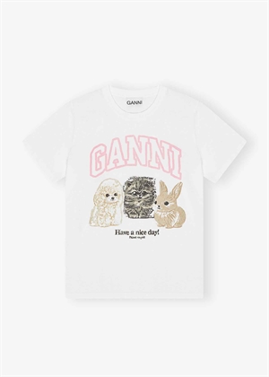 Animals tee Bright White T4376 Ganni 
