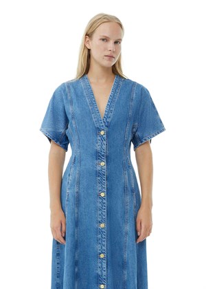 Future Denim Maxi kjole Mid Blue Stone J1462 Ganni 