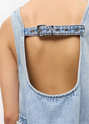 Soft Rigid denim frill top Light Blue J1818 Stone Ganni 