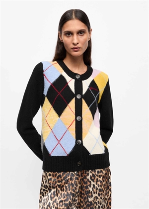 Harlequin wool mix knit cardigan Multicolour K2380 Ganni 