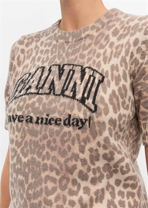Graphic Wool mix printe leopard tee K2500 Leopard Ganni 