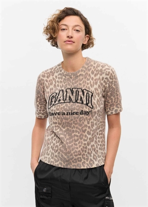 Graphic Wool mix printe leopard tee K2500 Leopard Ganni 