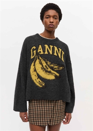 Fine brushed alpaca banana oversized o-neck strik Phantom K2516 Ganni 