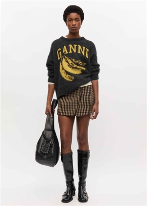 Fine brushed alpaca banana oversized o-neck strik Phantom K2516 Ganni 