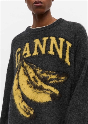 Fine brushed alpaca banana oversized o-neck strik Phantom K2516 Ganni 