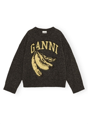 Fine brushed alpaca banana oversized o-neck strik Phantom K2516 Ganni 