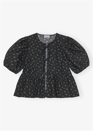 Printed cotton peplum bluse Phantom W0152 Ganni 