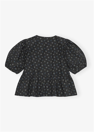 Printed cotton peplum bluse Phantom W0152 Ganni 