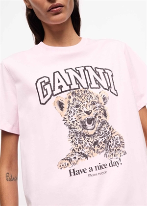 Leopard tee Chalk Pink T4161 Ganni 