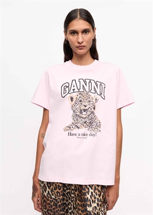 Leopard tee Chalk Pink T4161 Ganni 
