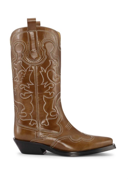 Mid sharf Embroidered Western Boot Tiger\'s Eye S2221 Ganni 