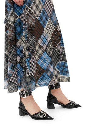 Chunky buckle open cut pump naplack Sort S2229 Ganni 