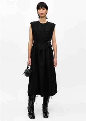 Heavy cotton tailoring corset midi kjole Sort W0390 Ganni 