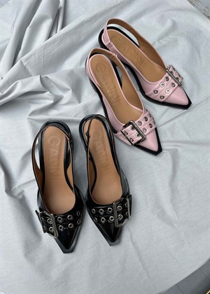 Feminine Buckle Slingback Pump naplack Black S2331 Ganni 