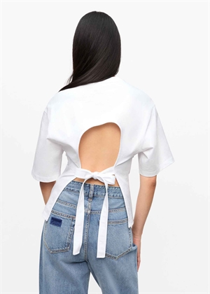 Heavy cotton tie back waisted tee Bright White T4149 Ganni 
