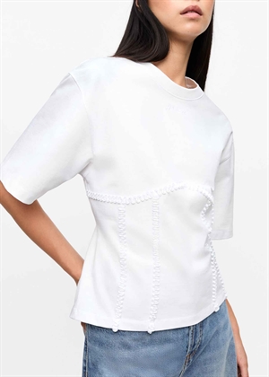 Heavy cotton tie back waisted tee Bright White T4149 Ganni 