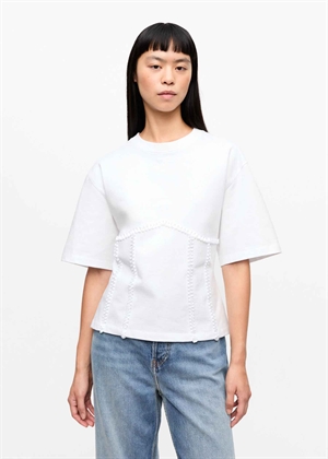 Heavy cotton tie back waisted tee Bright White T4149 Ganni 