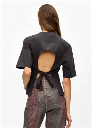 Heavy cotton tie back waisted tee Phantom T4179 Ganni 