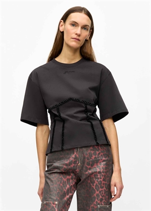 Heavy cotton tie back waisted tee Phantom T4179 Ganni 
