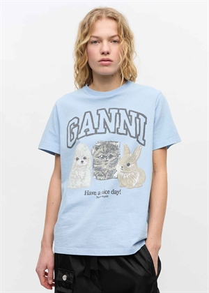 Animals tee Chambray Blue T4278 Ganni 
