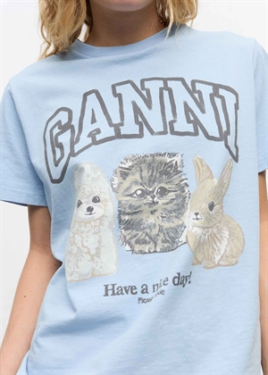 Animals tee Chambray Blue T4278 Ganni 