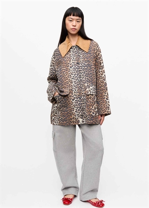 Printed canvas midi jakke Leopard W0391 Ganni 