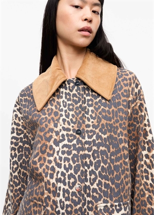 Printed canvas midi jakke Leopard W0391 Ganni 