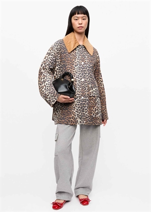 Printed canvas midi jakke Leopard W0391 Ganni 