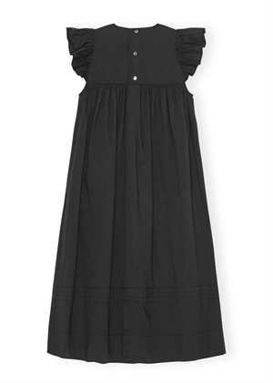 Stretch cotton frill sleeve kjole Sort W0626 Ganni 