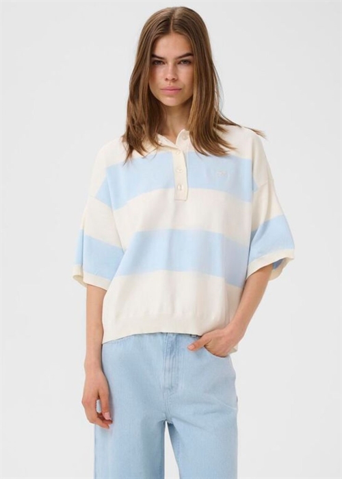 Maia ss polo bluse Blue Finch Striped Gestuz 