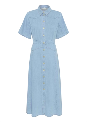 Sauda ss long kjole Light Blue Washed Gestuz 
