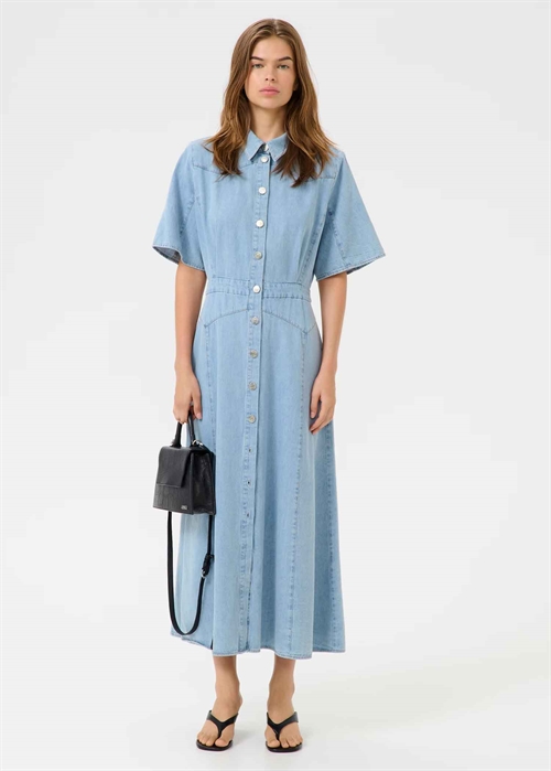 Sauda ss long kjole Light Blue Washed Gestuz 