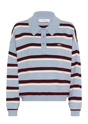 Taia polo bluse Grey Blue/Aronia/Egret Gestuz 