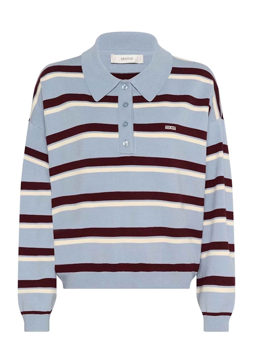 Taia polo bluse Grey Blue/Aronia/Egret Gestuz 