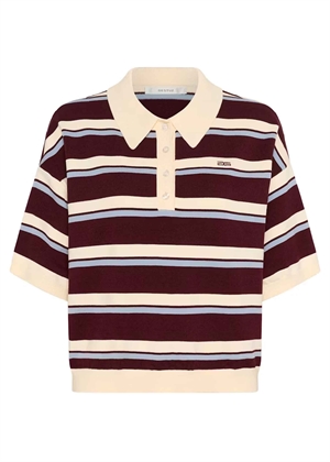 Taia ss polo bluse Aronia/Egret/Grey Gestuz 