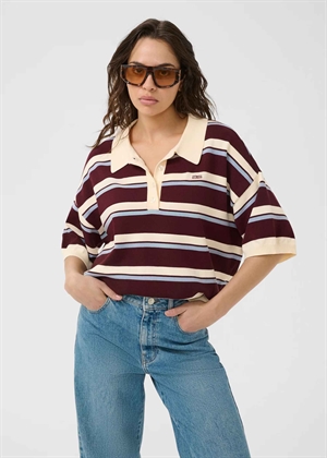 Taia ss polo bluse Aronia/Egret/Grey Gestuz 