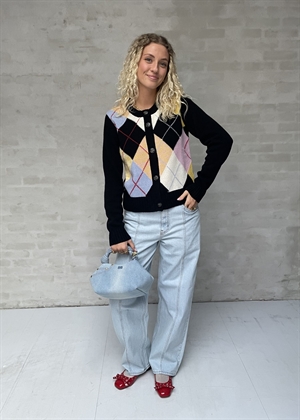 Harlequin wool mix knit cardigan Multicolour K2380 Ganni 