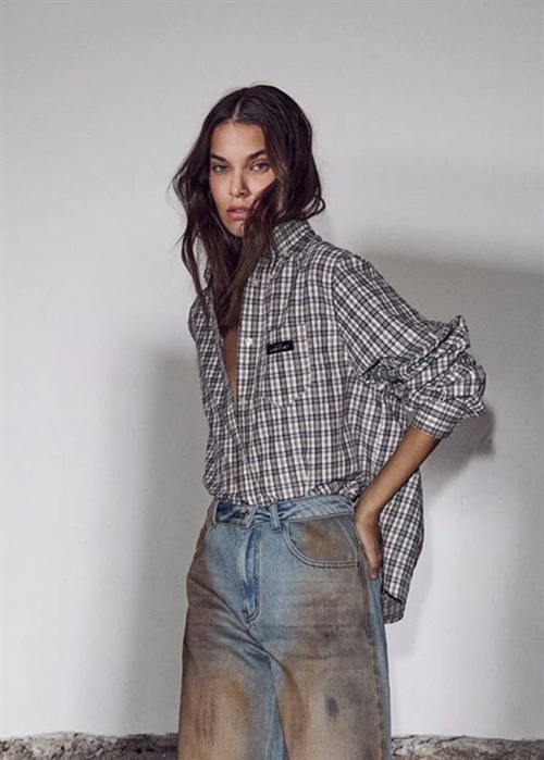 Button down mini check skjorte Offwhite/Beige HAUTE L\'AMITIÈ